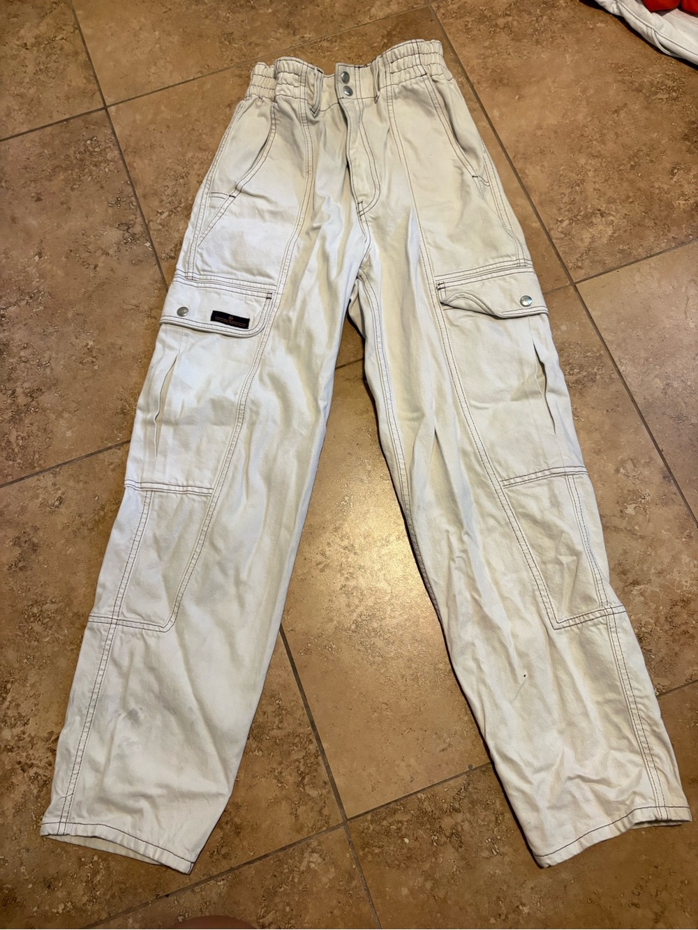 BDG Cream Cargo Relaxed Skate Jeans with Utility Pockets